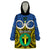 Vanuatu Tafea Province Wearable Blanket Hoodie Pig Tusk Mix Maori Pattern and Namele Leaf LT03 One Size Blue - Polynesian Pride