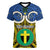 Vanuatu Tafea Province Women V Neck T Shirt Pig Tusk Mix Maori Pattern and Namele Leaf LT03 Female Blue - Polynesian Pride