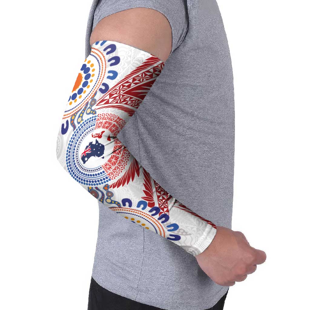Tongan and Australian Culture Together Arm Sleeves Ngatu Art Tribal Aboriginal Tattoo Pattern - Polynesian Pride