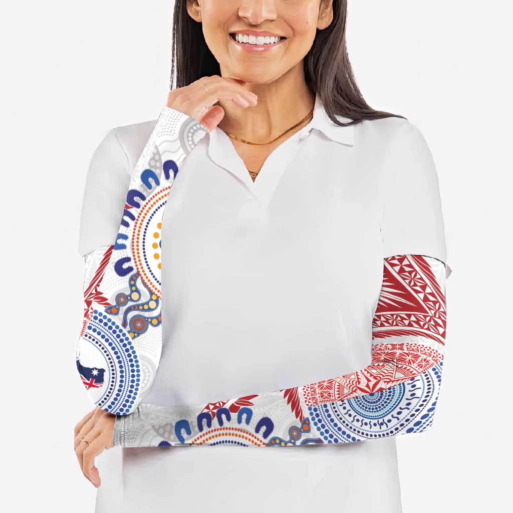 Tongan and Australian Culture Together Arm Sleeves Ngatu Art Tribal Aboriginal Tattoo Pattern - Polynesian Pride