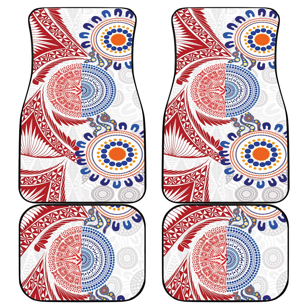 Tongan and Australian Culture Together Car Mats Ngatu Art Tribal Aboriginal Tattoo Pattern - Polynesian Pride