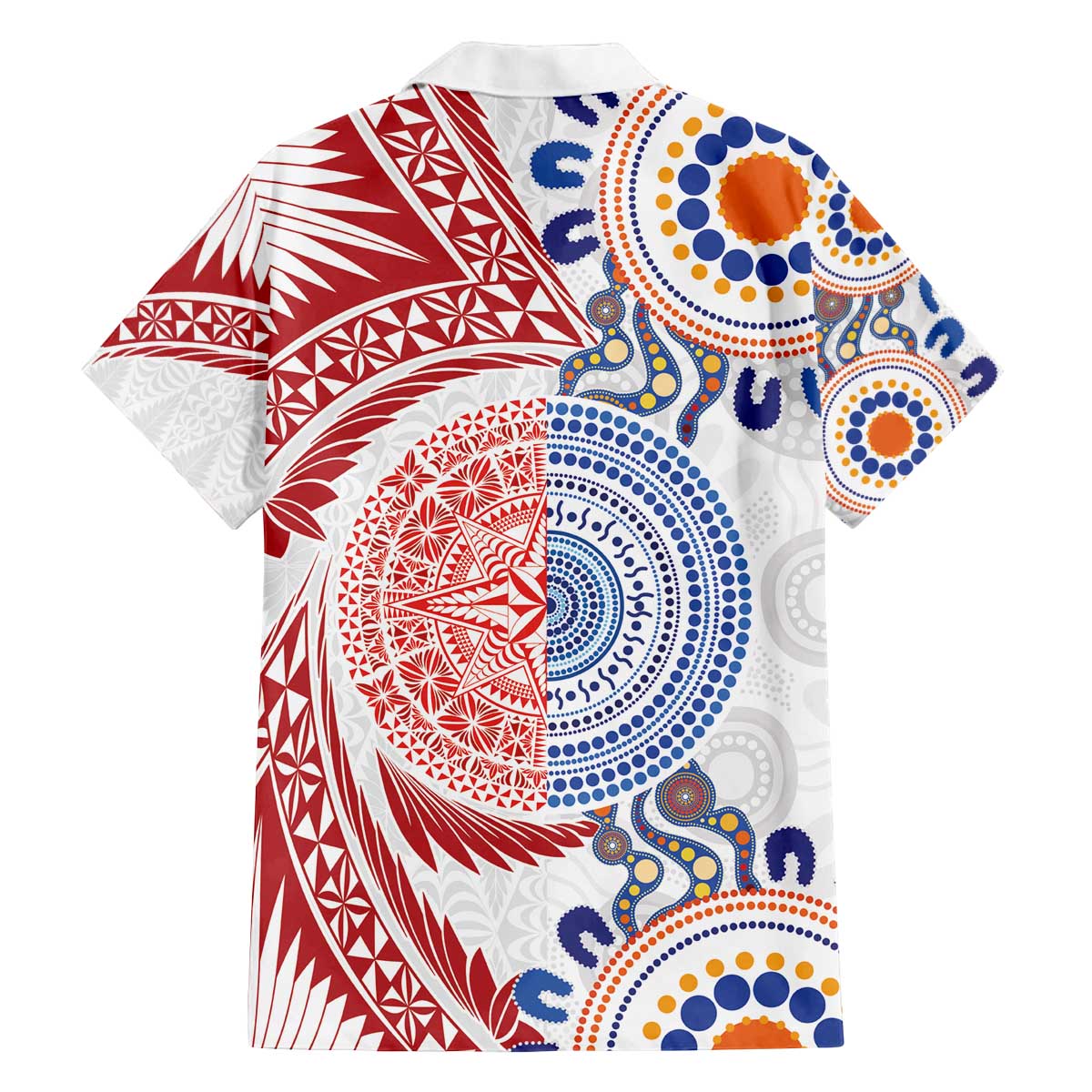 Tongan and Australian Culture Together Family Matching Off The Shoulder Long Sleeve Dress and Hawaiian Shirt Ngatu Art Tribal Aboriginal Tattoo Pattern - Polynesian Pride