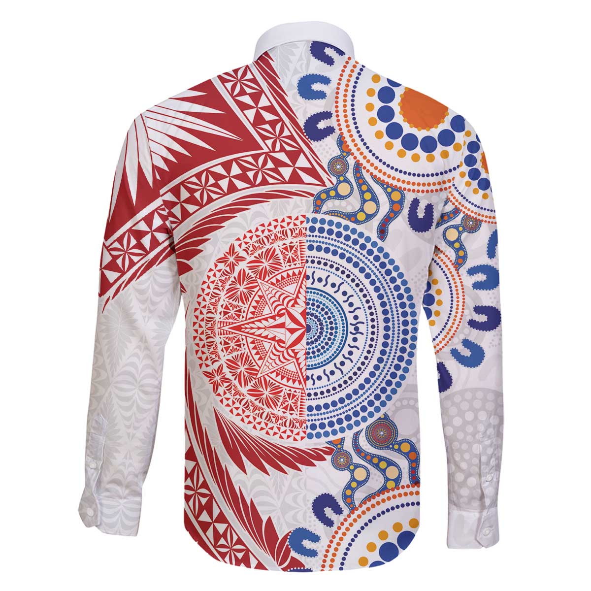 Tongan and Australian Culture Together Family Matching Off The Shoulder Long Sleeve Dress and Hawaiian Shirt Ngatu Art Tribal Aboriginal Tattoo Pattern - Polynesian Pride