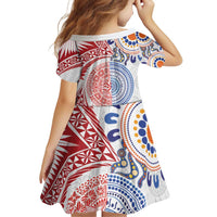 Tongan and Australian Culture Together Family Matching Off Shoulder Short Dress and Hawaiian Shirt Ngatu Art Tribal Aboriginal Tattoo Pattern - Polynesian Pride