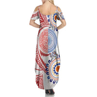 Tongan and Australian Culture Together Family Matching Summer Maxi Dress and Hawaiian Shirt Ngatu Art Tribal Aboriginal Tattoo Pattern - Polynesian Pride