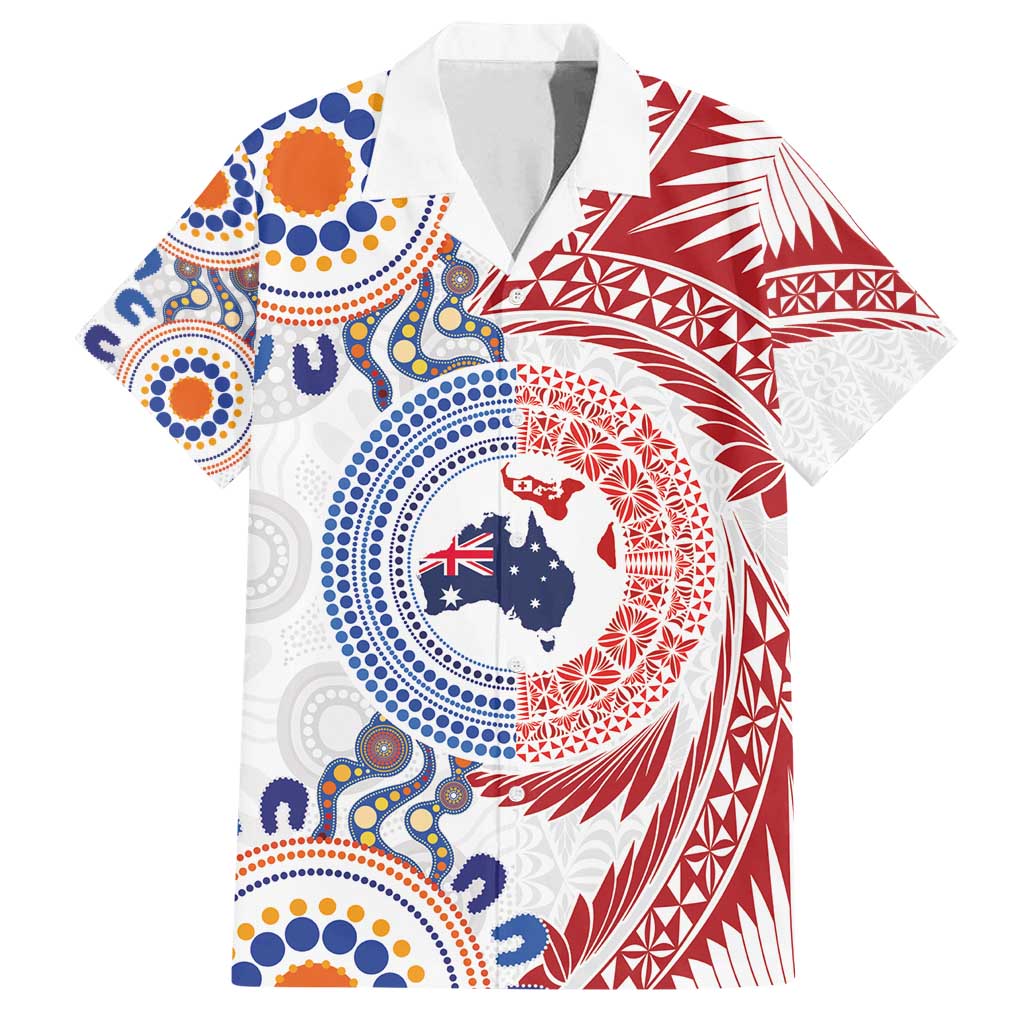 Tongan and Australian Culture Together Family Matching Tank Maxi Dress and Hawaiian Shirt Ngatu Art Tribal Aboriginal Tattoo Pattern - Polynesian Pride