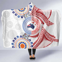 Tongan and Australian Culture Together Hooded Blanket Ngatu Art Tribal Aboriginal Tattoo Pattern - Polynesian Pride