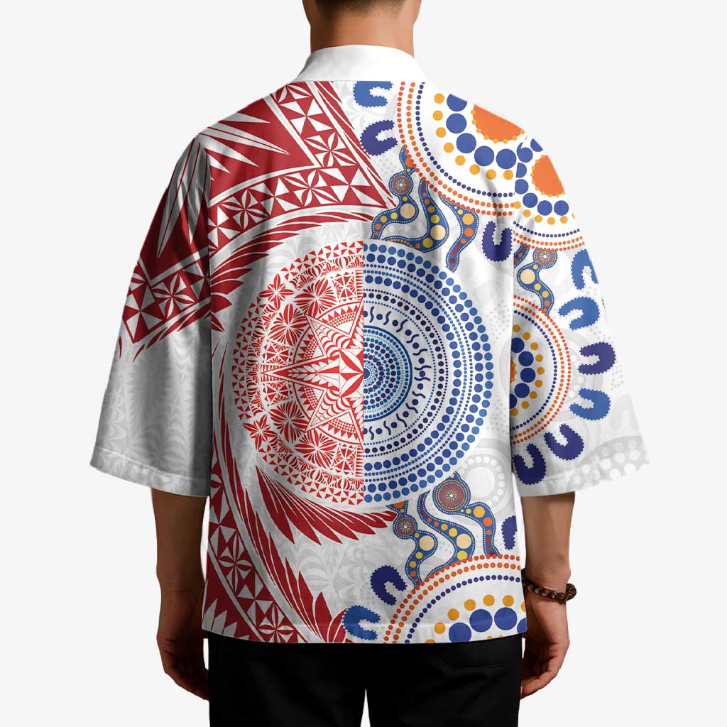 Tongan and Australian Culture Together Kimono Ngatu Art Tribal Aboriginal Tattoo Pattern - Polynesian Pride