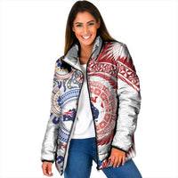 Tongan and Australian Culture Together Padded Jacket Ngatu Art Tribal Aboriginal Tattoo Pattern - Polynesian Pride