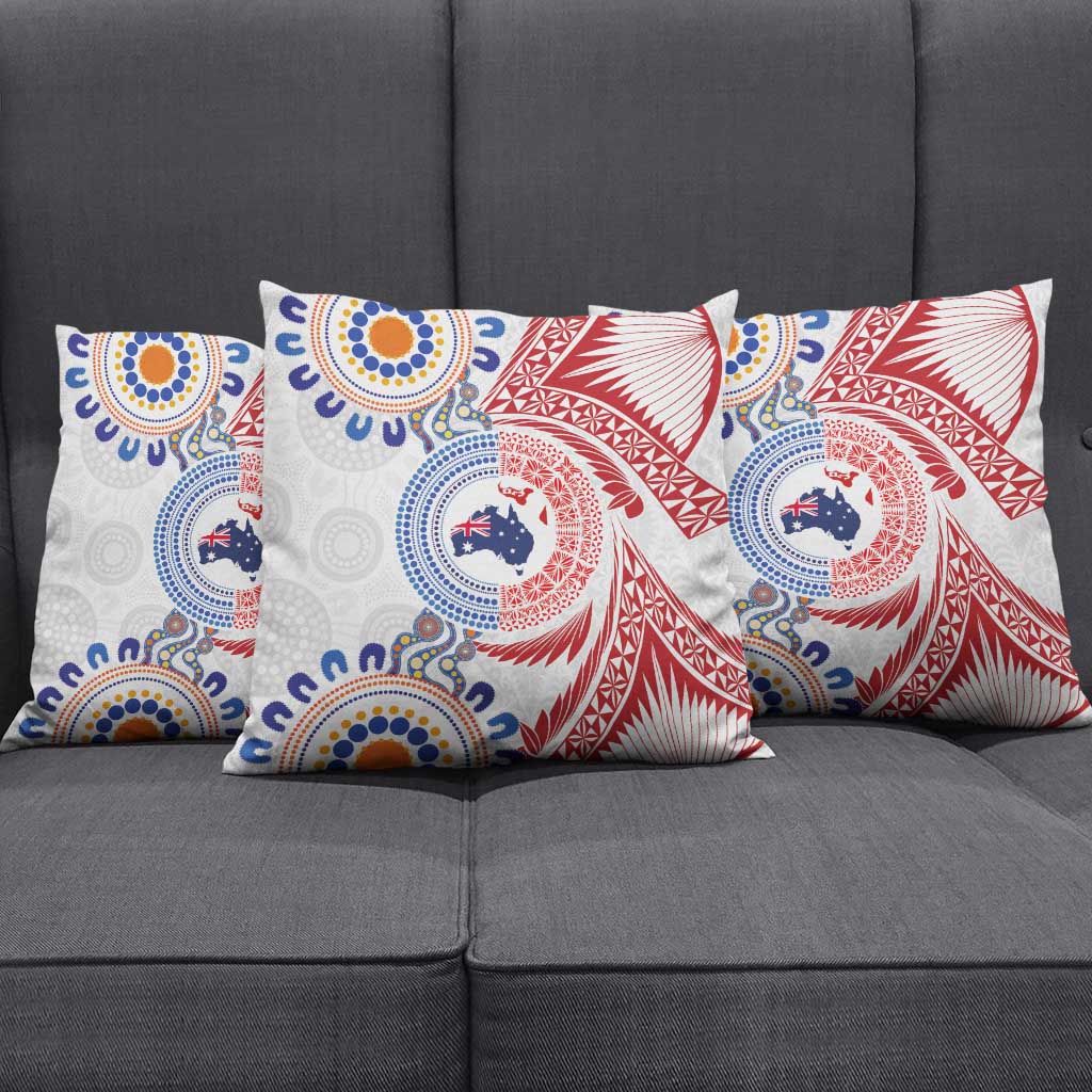 Tongan and Australian Culture Together Pillow Cover Ngatu Art Tribal Aboriginal Tattoo Pattern - Polynesian Pride