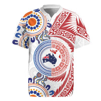 Tongan and Australian Culture Together Rugby Jersey Ngatu Art Tribal Aboriginal Tattoo Pattern - Polynesian Pride