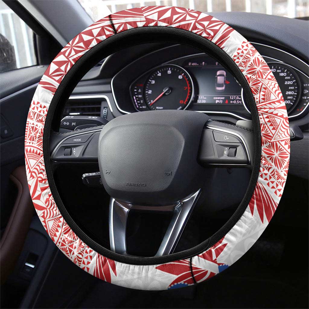 Tongan and Australian Culture Together Steering Wheel Cover Ngatu Art Tribal Aboriginal Tattoo Pattern - Polynesian Pride
