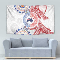 Tongan and Australian Culture Together Tapestry Ngatu Art Tribal Aboriginal Tattoo Pattern - Polynesian Pride