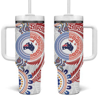 Tongan and Australian Culture Together Tumbler With Handle Ngatu Art Tribal Aboriginal Tattoo Pattern - Polynesian Pride