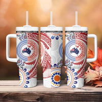 Tongan and Australian Culture Together Tumbler With Handle Ngatu Art Tribal Aboriginal Tattoo Pattern - Polynesian Pride