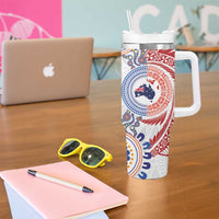 Tongan and Australian Culture Together Tumbler With Handle Ngatu Art Tribal Aboriginal Tattoo Pattern - Polynesian Pride