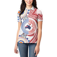 Tongan and Australian Culture Together Women Polo Shirt Ngatu Art Tribal Aboriginal Tattoo Pattern - Polynesian Pride