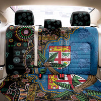 Fijian and Australian Culture Together Back Car Seat Cover Aboriginal Art and Tapa Motifs with Kangaroo and Palm Tree - Polynesian Pride