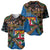 Fijian and Australian Culture Together Baseball Jersey Aboriginal Art and Tapa Motifs with Kangaroo and Palm Tree - Polynesian Pride
