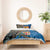 Fijian and Australian Culture Together Bedding Set Aboriginal Art and Tapa Motifs with Kangaroo and Palm Tree - Polynesian Pride