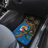 Fijian and Australian Culture Together Car Mats Aboriginal Art and Tapa Motifs with Kangaroo and Palm Tree - Polynesian Pride