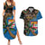 Fijian and Australian Culture Together Couples Matching Summer Maxi Dress and Hawaiian Shirt Aboriginal Art and Tapa Motifs with Kangaroo and Palm Tree - Polynesian Pride