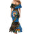 Fijian and Australian Culture Together Family Matching Mermaid Dress and Hawaiian Shirt Aboriginal Art and Tapa Motifs with Kangaroo and Palm Tree - Polynesian Pride