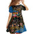 Fijian and Australian Culture Together Family Matching Summer Maxi Dress and Hawaiian Shirt Aboriginal Art and Tapa Motifs with Kangaroo and Palm Tree - Polynesian Pride