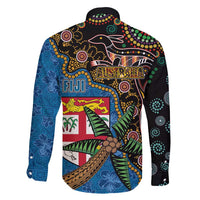 Fijian and Australian Culture Together Family Matching Summer Maxi Dress and Hawaiian Shirt Aboriginal Art and Tapa Motifs with Kangaroo and Palm Tree - Polynesian Pride
