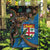 Fijian and Australian Culture Together Garden Flag Aboriginal Art and Tapa Motifs with Kangaroo and Palm Tree - Polynesian Pride