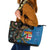 Fijian and Australian Culture Together Leather Tote Bag Aboriginal Art and Tapa Motifs with Kangaroo and Palm Tree - Polynesian Pride