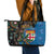 Fijian and Australian Culture Together Leather Tote Bag Aboriginal Art and Tapa Motifs with Kangaroo and Palm Tree - Polynesian Pride