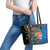 Fijian and Australian Culture Together Leather Tote Bag Aboriginal Art and Tapa Motifs with Kangaroo and Palm Tree - Polynesian Pride