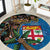 Fijian and Australian Culture Together Round Carpet Aboriginal Art and Tapa Motifs with Kangaroo and Palm Tree - Polynesian Pride