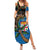Fijian and Australian Culture Together Summer Maxi Dress Aboriginal Art and Tapa Motifs with Kangaroo and Palm Tree - Polynesian Pride