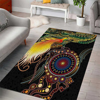 Papua New Guinea and Australia Together Area Rug Bird of Paradise and Kangaroo Melanesian Aboriginal Motifs LT03 - Polynesian Pride