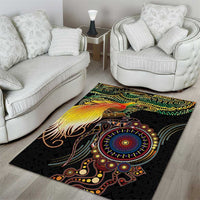 Papua New Guinea and Australia Together Area Rug Bird of Paradise and Kangaroo Melanesian Aboriginal Motifs LT03 - Polynesian Pride