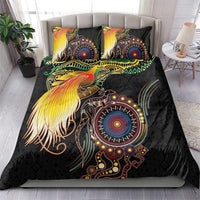 Papua New Guinea and Australia Together Bedding Set Bird of Paradise and Kangaroo Melanesian Aboriginal Motifs - Polynesian Pride