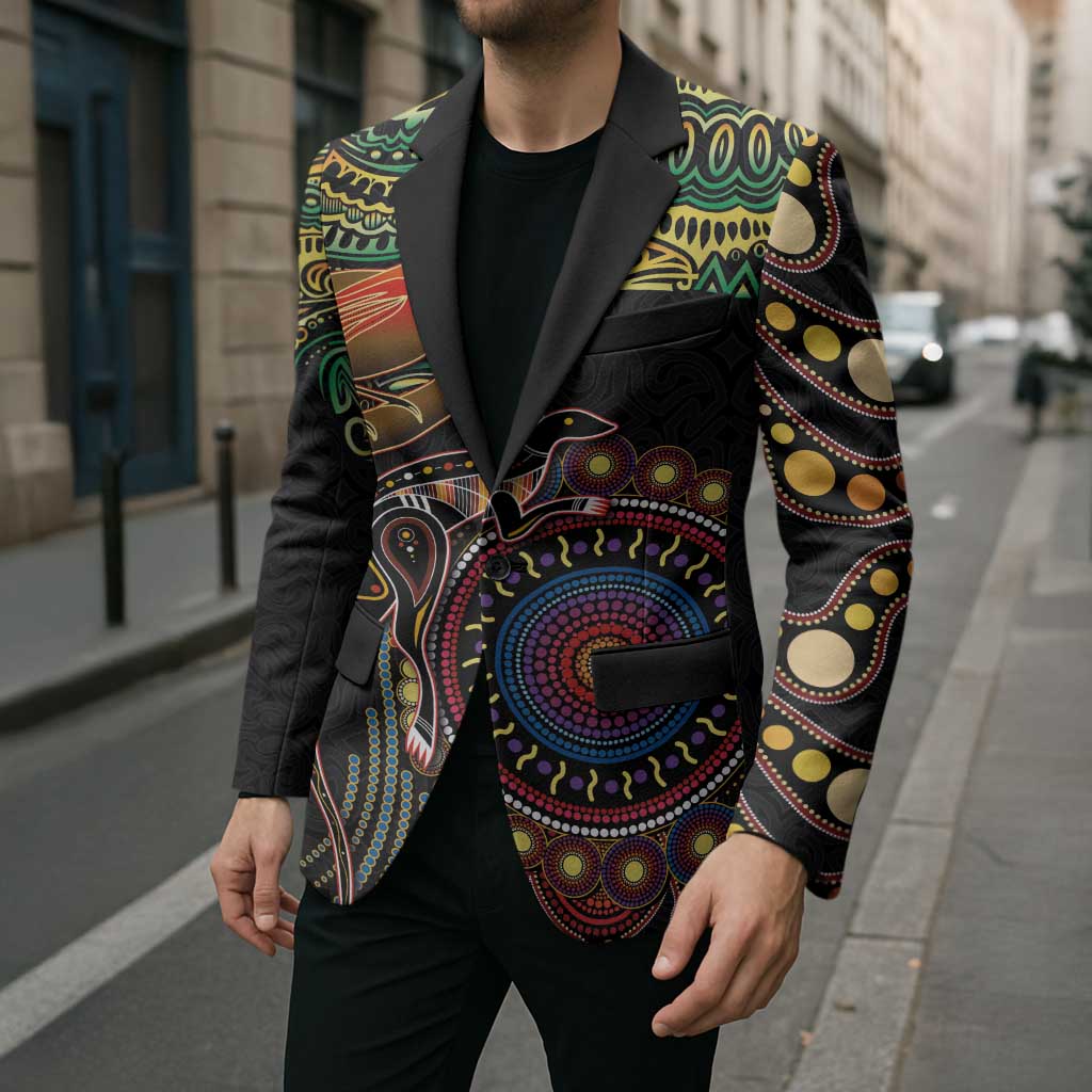 Papua New Guinea and Australia Together Blazer Bird of Paradise and Kangaroo Melanesian Aboriginal Motifs - Polynesian Pride