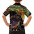 Papua New Guinea and Australia Together Family Matching Off Shoulder Maxi Dress and Hawaiian Shirt Bird of Paradise and Kangaroo Melanesian Aboriginal Motifs - Polynesian Pride