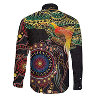 Papua New Guinea and Australia Together Family Matching Summer Maxi Dress and Hawaiian Shirt Bird of Paradise and Kangaroo Melanesian Aboriginal Motifs - Polynesian Pride