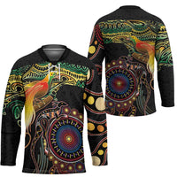 Papua New Guinea and Australia Together Hockey Jersey Bird of Paradise and Kangaroo Melanesian Aboriginal Motifs LT03 - Polynesian Pride