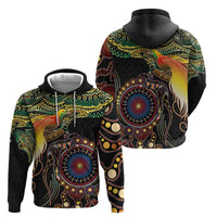 Papua New Guinea and Australia Together Hoodie Bird of Paradise and Kangaroo Melanesian Aboriginal Motifs - Polynesian Pride