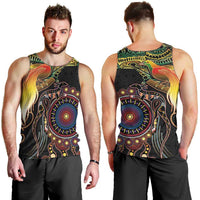 Papua New Guinea and Australia Together Men Tank Top Bird of Paradise and Kangaroo Melanesian Aboriginal Motifs LT03 - Polynesian Pride