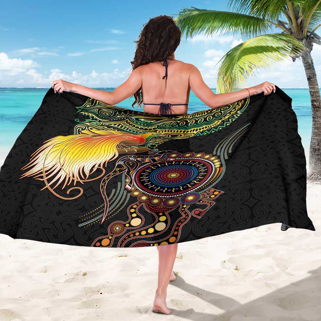 Papua New Guinea and Australia Together Sarong Bird of Paradise and Kangaroo Melanesian Aboriginal Motifs - Polynesian Pride