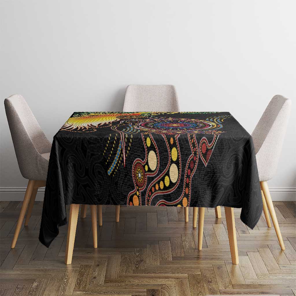 Papua New Guinea and Australia Together Tablecloth Bird of Paradise and Kangaroo Melanesian Aboriginal Motifs - Polynesian Pride