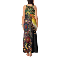 Papua New Guinea and Australia Together Tank Maxi Dress Bird of Paradise and Kangaroo Melanesian Aboriginal Motifs LT03 - Polynesian Pride