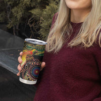 Papua New Guinea and Australia Together Tumbler Cup Bird of Paradise and Kangaroo Melanesian Aboriginal Motifs - Polynesian Pride