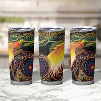 Papua New Guinea and Australia Together Tumbler Cup Bird of Paradise and Kangaroo Melanesian Aboriginal Motifs - Polynesian Pride