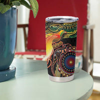 Papua New Guinea and Australia Together Tumbler Cup Bird of Paradise and Kangaroo Melanesian Aboriginal Motifs - Polynesian Pride